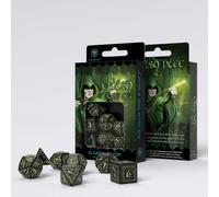 Q-Workshop Jeu De Dés Elfes 7 Pièces Noir Luminescent Pour DnD RPG