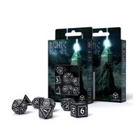 Q-Workshop Jeu De Dés Runes 7 Pièces Noir/Blanc Pour DnD Et RPG