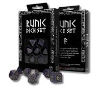 Q-WORKSHOP Jeu De Dés Runique 7 Pièces Bleu Or Polyédral RPG DnD