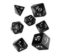 Q WORKSHOP Lot de 7 dés de RPG Classiques Noirs et Blancs