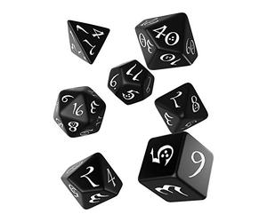 Q WORKSHOP Lot de 7 dés de RPG Classiques Noirs et Blancs