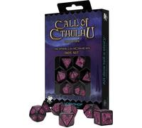 Q-Workshop – Lot de 7 dés polyédriques – Call of Cthulhu 7e édition – Noir/Magenta