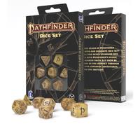 Q-WORKSHOP Pathfinder Azlant Lot De Dés RPG 7 Dés Or Et Noir