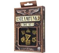 Q-Workshop Polyhedral 7-Die Set Set de dés Steampunk sculpté (jaune et noir) G