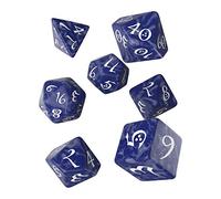 Q-Workshop QWOCLE85 Lot de 7 dés Classiques RPG Cobalt/Blanc