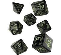 Q-Workshop – Set de 7 dés Cthulhu noir phosphorescent