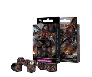 Q-Workshop QWODRA3X Dragons Set Moderne Dice Noir/Copper (7)