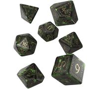 Q Workshop RPG Jeu de rôle Runic Bottle Vert et Or Dés Lot de 7 Nouveau