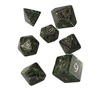 Jeu de dés Runic vert bouteille et or