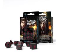 Q-WORKSHOP Set De Dés De Runes Classiques Noir Rouge 7 Pièces