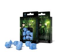 Q-Workshop Set De Dés Elvish Glacier 7 Pièces Bleu Blanc Pour DnD RPG