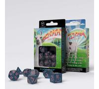 Q-Workshop Set De Dés Pailletés Llama Bleu Marine Rose RPG Polyédriques D
