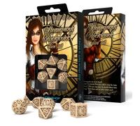 Q-Workshop Set De Dés Steampunk Clockwork 7 Pièces Beige/Brun