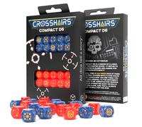 Q-Workshop Set De Dés Würfel RPG 14mm W6 Croix Cible Kobalt & Rouge