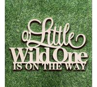 Q067 Panneau en bois « A Little Wild One is on the Way » pour toile de fond, panneau de bienvenue pour bébé, fête prénatale, décoration murale pour 1er anniversaire, décoration de centre de table