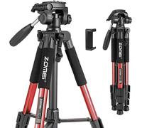 Q111 Smartphone Tripod, 140 cm Tripod Travel Camera with Phone Holder and Carry Bag for DSLR DV Camera Smartphone (Red)