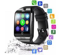 Q18 Montre Connectée, Bluetooth Smart Watch Etanche Montre Intelligente avec Caméra Montre Téléphone Sports Bracelet (Noir))