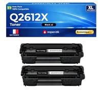Q2612X Pack 2 Toners Noir Compatible pour HP LaserJet 2 x 2500 Pages