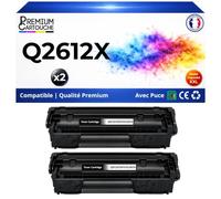 Q2612X Pack 2 Toners Noir Compatible pour HP LaserJet 2 x 2500 Pages