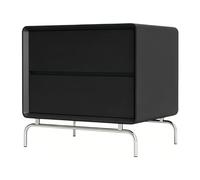 Q2f8o3h5 Table de Chevet Les Jambes rectangulaires de Cadre en métal Corps Table Nuit Deux tiroirs Ont caché des poignées Table de Nuit(Noir,Moyen)