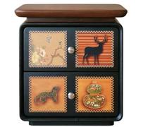 Q2f8o3h5 Table de Chevet Table de Chevet avec Deux tiroirs comportant des Panneaux imprimés décoratifs Table de Nuit(Moyen)