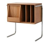 Q2f8o3h5 Table de Chevet Table de Chevet avec étagère Ouverte et Pied en métal courbé Forme C for Le Rangement la Chambre à Coucher Table de Nuit(Bruin)