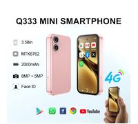 Q333 Mini Smartphone 4G 4GB 64GB 5MP/8MP Android 12.0 MTK6762 2000mAh Bluetooth 5.0 Reconnaissance Faciale Double SIM Rose