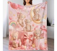 Q6A9Z3W7R Couverture Polaire Microfibre imprimée 3D Nounours Douce déco | 80×90inch toucher peluche chaleur légère canapé lit chambre bébé cadeau textile maison