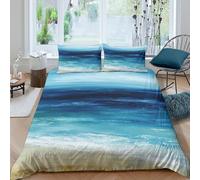 Q6A9Z3W7R Vagues océan Housse de Couette 3D Chambre ado déco | Résistant aux couleurs, Fermeture éclair cachée, Toutes saisons, Respirant, Lavable en machine, Doux, Entre Single（135x200cm）