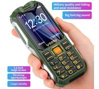 Q8 GSM 2G téléphone portable robuste grande batterie Double lampe de poche 2.4 pouces écran HD Double Sim grand bouton téléphone portable bon marché pour les personnes âgées Black