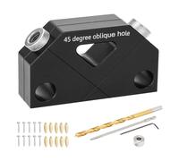 Qaautor Gabarit de Cheville pour Joints de Cheville Coudés, Kit de Gabarit de Cheville avec Foret, Clé Hexagonale, Bague D'Arrêt, Bouchon de Trou de Poche en Plastique et Vis en Métal Noir 1