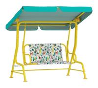 Qaba Balançoire Enfant 2 Places avec auvent réglable Motif Animal Vert