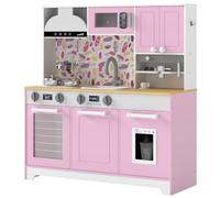 Qaba Cuisine de Jeu pour Enfants avec évier et cuisinière, 3-8 Ans, Rose