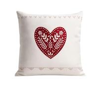 QABANE - Coussin Montagne Cœur Rouge - Linge de Maison - Polyester - Réversible - Fermeture Éclair - Décoratif pour Salon Canapé Chambre - 45 x 45 cm - Rouge
