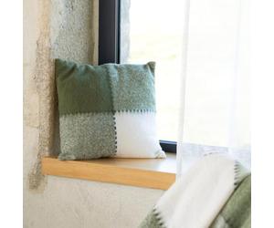QABANE Home Maison - Housse de Coussin à Carreaux Aspect Mohair Polyester Kaki 45x45 cm