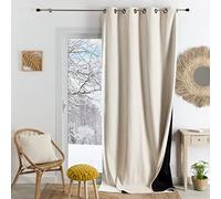 QABANE HomeMaison.COM Rideau Occultant Thermique Phonique - Rideau Blanc cassé - Rideau 140 x 260 cm - Rideau oeillet Canon de Fusil - Rideau Opaque pour fenêtre - Rideau Thermique Isolant Anti Froid