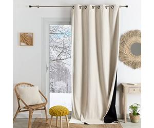 QABANE HomeMaison.COM Rideau Occultant Thermique Phonique - Rideau Blanc cassé - Rideau 140 x 260 cm - Rideau oeillet Canon de Fusil - Rideau Opaque pour fenêtre - Rideau Thermique Isolant Anti Froid