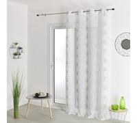 QABANE HomeMaison.COM Voilage Effet Lin Brode - Gris - 140 X 240 cm