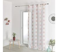 HomeMaison.com Rideau Voilage Effet Lin - Voilage Brode - Rideau Terracotta - Rideau 140 x 240 cm - Rideau oeillet Argent - Voilage tamisant - Voilage fenêtre Moderne