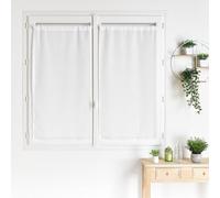 Paire de petits voilages droits en étamine rayée Blanc 60x160 cm
