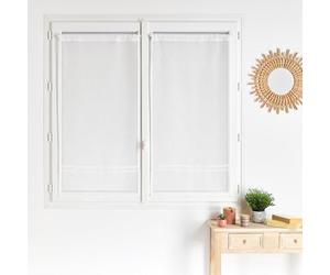 QABANE - Paire Voilages Ruban Macramé - Étamine Légère Polyester - Parement Élégant - Ourlets Passe-Tringle 4 cm - Ambiance Bohème Romantique - 60 x 160 cm - Blanc