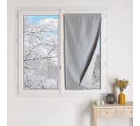 QABANE - Petit Rideau Occultant 100% Doublé Polaire - Polyester - Isolation Thermique - Voilage Chambre, Salon - Ourlet Passe Tringle - 90 x 210 cm - Gris Clair