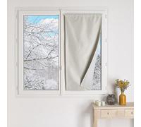 QABANE - Petit Rideau Occultant 100% Doublé Polaire - Polyester - Isolation Thermique - Voilage Chambre, Salon - Ourlet Passe Tringle - 90 x 210 cm - Écru