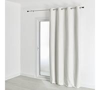 QABANE - Rideau 100% Occultant Effet Chiné - Polyester - Thermique Phonique - Isolation Anti Bruit et Lumière - Rideaux Occultants Chambre Salon - 140 x 260 cm - Naturel