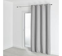 QABANE - Rideau 100% Occultant Effet Chiné - Polyester - Thermique Phonique - Isolation Anti Bruit et Lumière - Rideaux Occultants Chambre Salon - 140 x 260 cm - Gris Clair