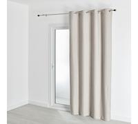 QABANE - Rideau 100% Occultant Effet Chiné - Polyester - Thermique Phonique - Isolation Anti Bruit et Lumière - Rideaux Occultants Chambre Salon - 140 x 260 cm - Beige