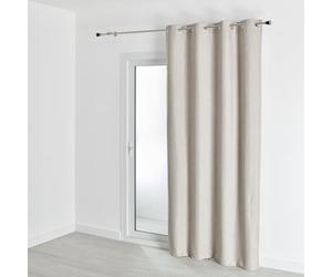 QABANE - Rideau 100% Occultant Effet Chiné - Polyester - Thermique Phonique - Isolation Anti Bruit et Lumière - Rideaux Occultants Chambre Salon - 140 x 260 cm - Beige