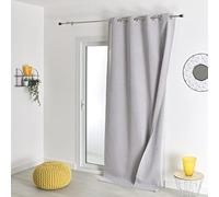 QABANE - Rideau 100% Occultant Thermique Phonique Chiné - Polyester - Isolation Acoustique et Obscurité Totale - pour Chambre Salon Fenêtre Porte - 135 x 260 cm - Gris Clair