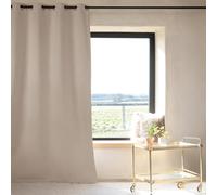 QABANE - Rideau 100% Occultant Thermique Phonique Chiné - Polyester - Isolation Acoustique et Thermique - pour Chambre, Bureau, Salon - 135 x 260 cm - Naturel