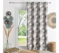 QABANE - Rideau d'Ameublement à Jacquard Arrondi - Polyester et Coton - Motifs Dynamiques - Prêt à Poser avec 8 Œillets Canon de Fusil - Idéal pour Salon, Chambre, Bureau - 140 x 260 cm - Lin